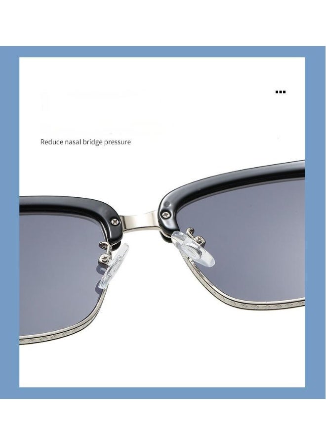 Veil Unisex Black Silver Frame Anti-Blue Light PC Glasses with Gray Lenses - Anti-Glare & Comfortable Non-Slip Nose Pads - Image 4