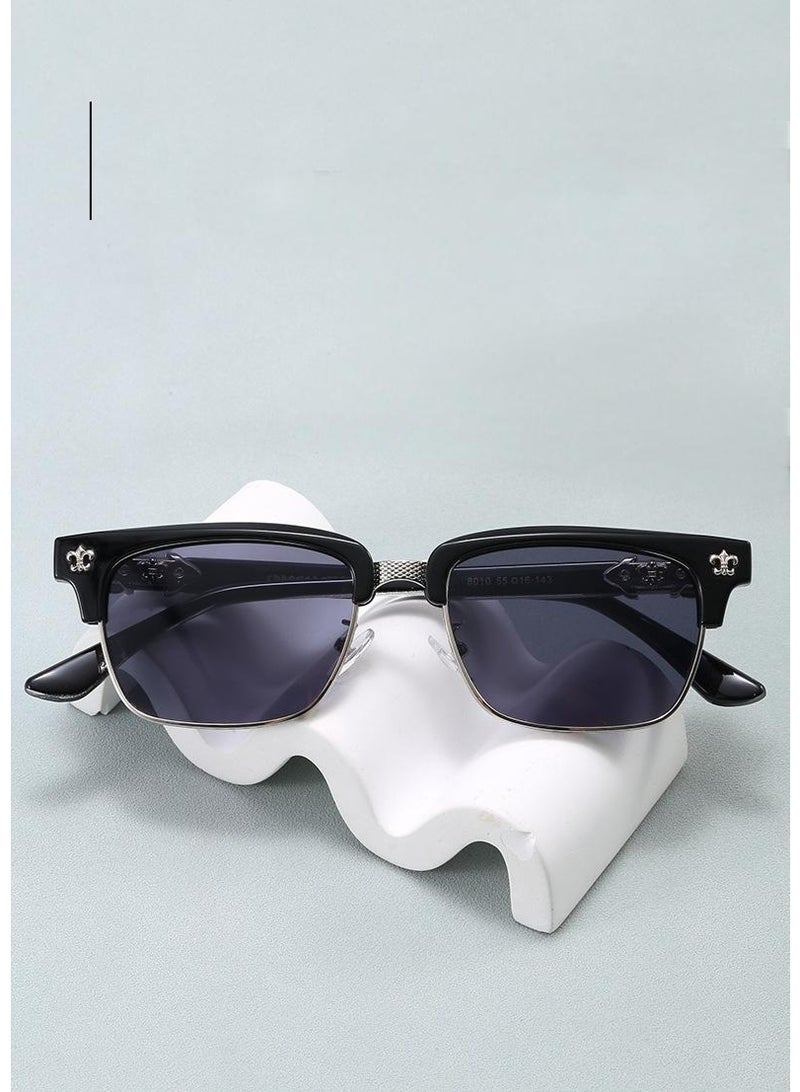 Veil Unisex Black Silver Frame Anti-Blue Light PC Glasses with Gray Lenses - Anti-Glare & Comfortable Non-Slip Nose Pads - Image 2