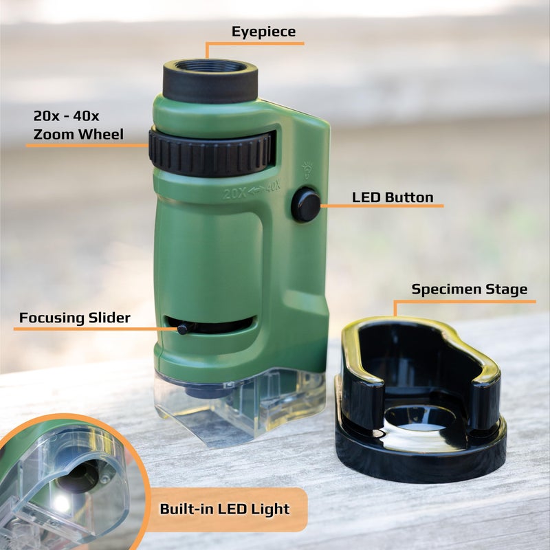 Carson MicroBrite 20x-40x Zoom LED Lighted Pocket Microscope (MM-24) - Image 4