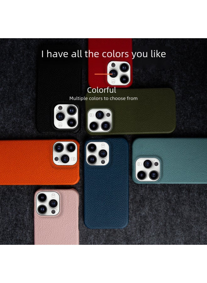 Generic - For Iphone 15 Mobile Phone Case 12 Genuine Leather 14 Half Pack 13 Protective Case For Xiaomi Samsung For Huawei Mobile Phone Protective Case 16-Color:Red-Applicable Model:For Iphone 14 Pro - Image 1