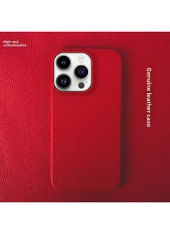 For Iphone 15 Mobile Phone Case 12 Genuine Leather 14 Half Pack 13 Protective Case For Xiaomi Samsung For Huawei Mobile Phone Protective Case 16-Color:Red-Applicable Model:For Iphone 14 Pro