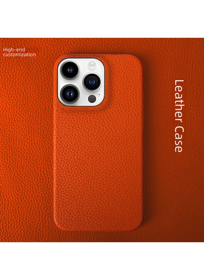 Generic - For Iphone 15 Mobile Phone Case 12 Genuine Leather 14 Half Pack 13 Protective Case For Xiaomi Samsung For Huawei Mobile Phone Protective Case 16-Color:Red-Applicable Model:For Iphone 14 Pro - Image 1