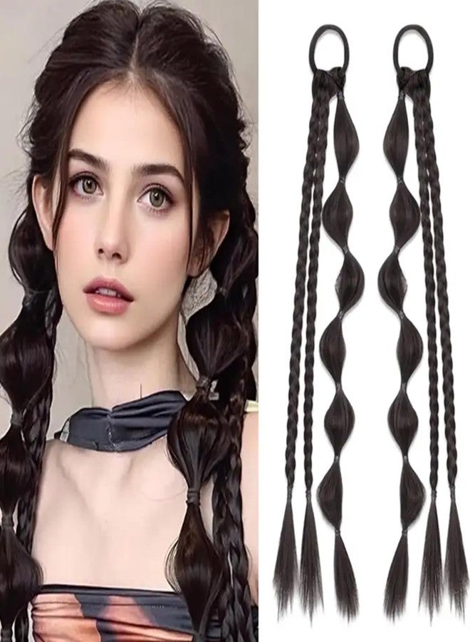 RUSTAMM Braided Ponytail Extension Hair Accessories for Women With Hair Tie Braid Ponytail Extension Synthetic Hair Pieces Styling Tools (Brownish Black) - Image 1