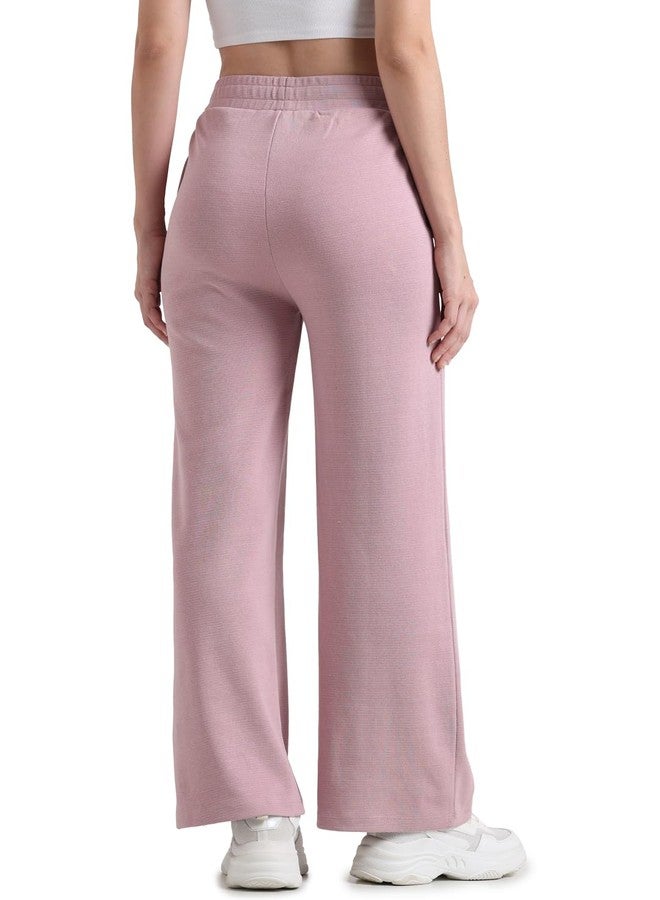 ONLY Women Solid Cotton Relaxed Fit High Rise Pink Trackpants - Image 5