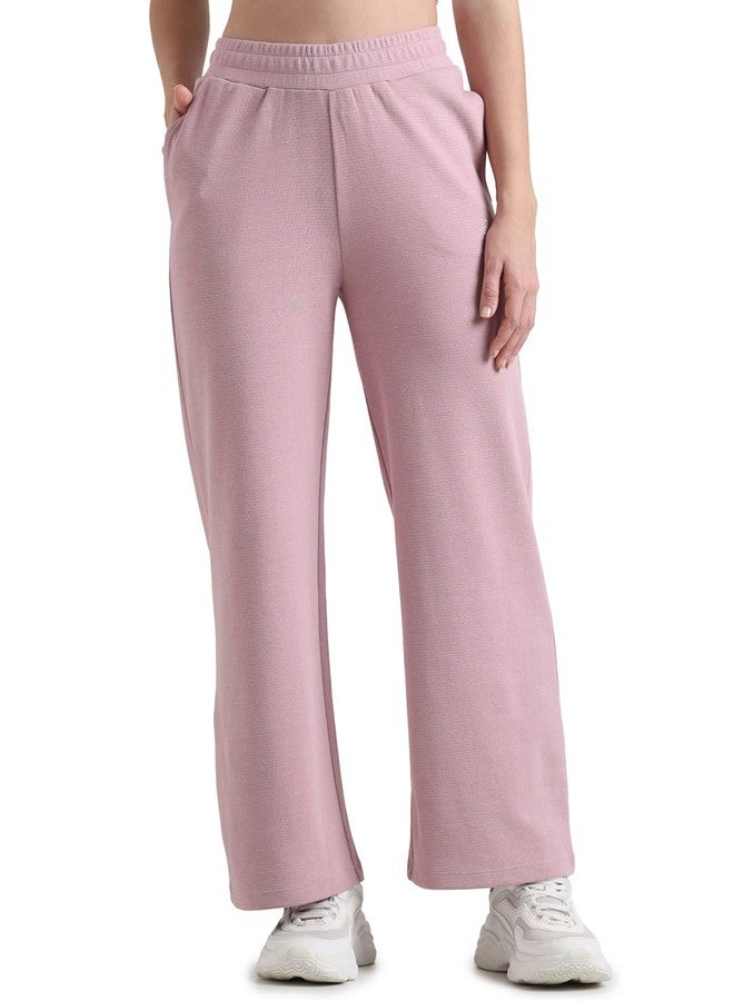 ONLY Women Solid Cotton Relaxed Fit High Rise Pink Trackpants - Image 1