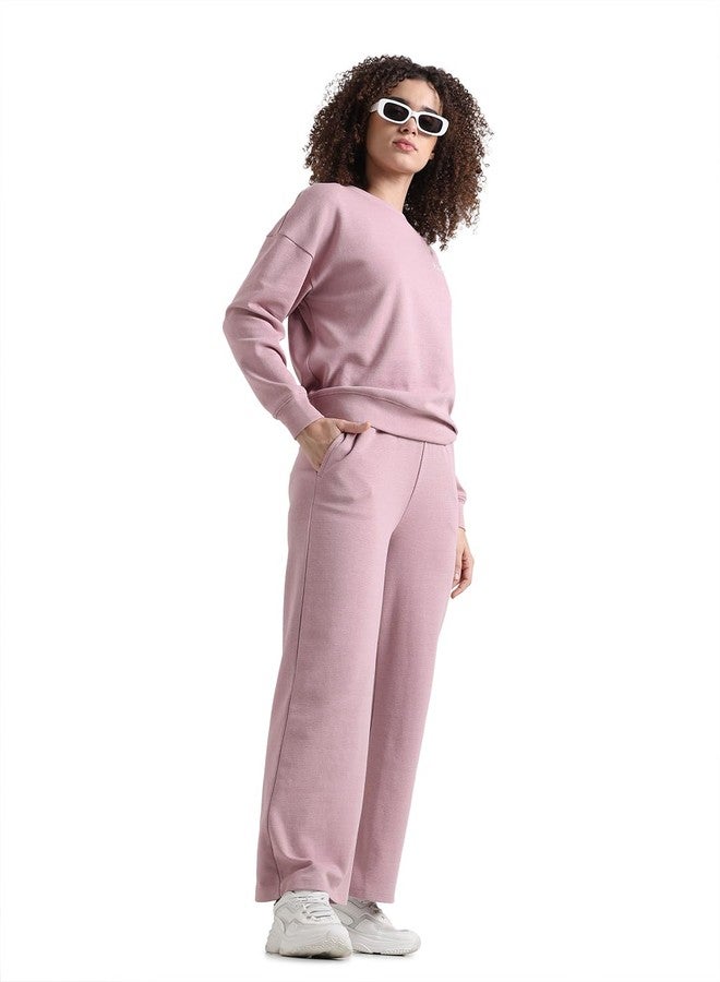 ONLY Women Solid Cotton Relaxed Fit High Rise Pink Trackpants - Image 2