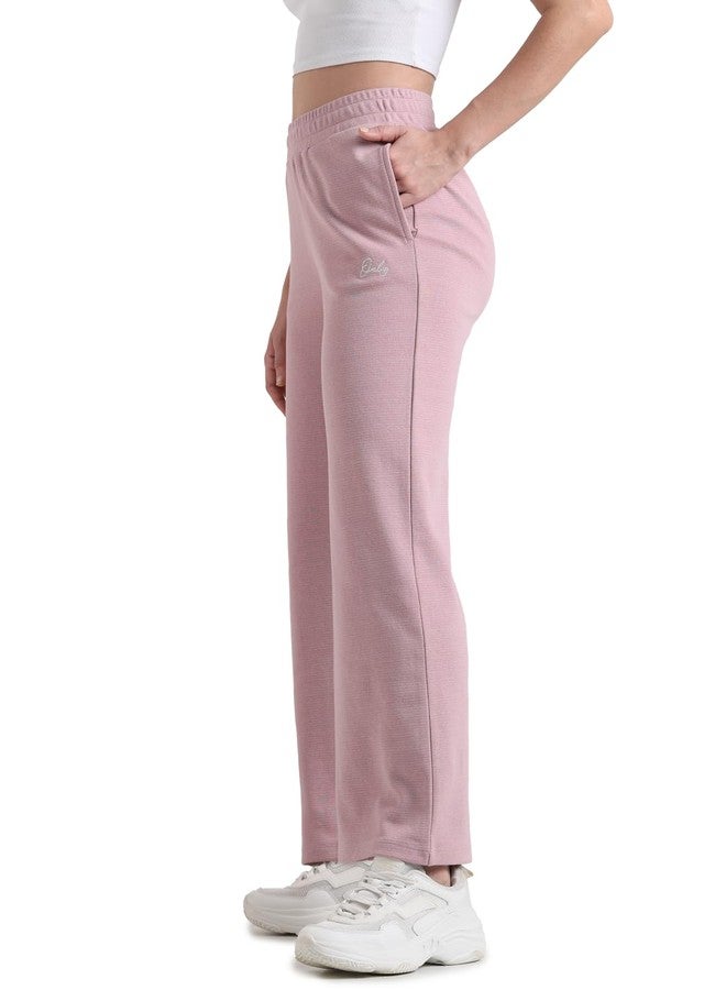 ONLY Women Solid Cotton Relaxed Fit High Rise Pink Trackpants - Image 4