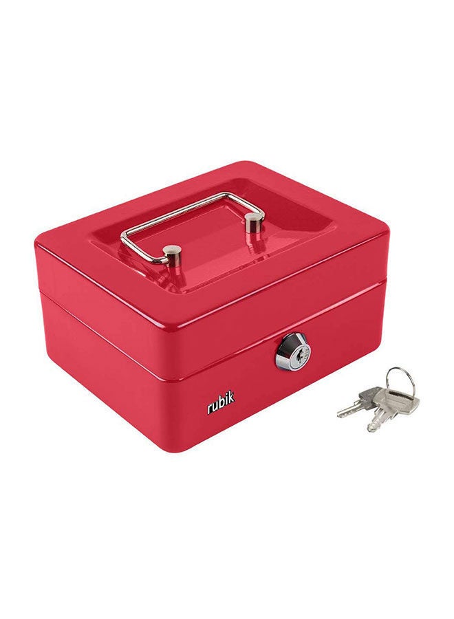 NIBEMINENT Portable Money Safe Box with Tray And Lock Red  - Image 1