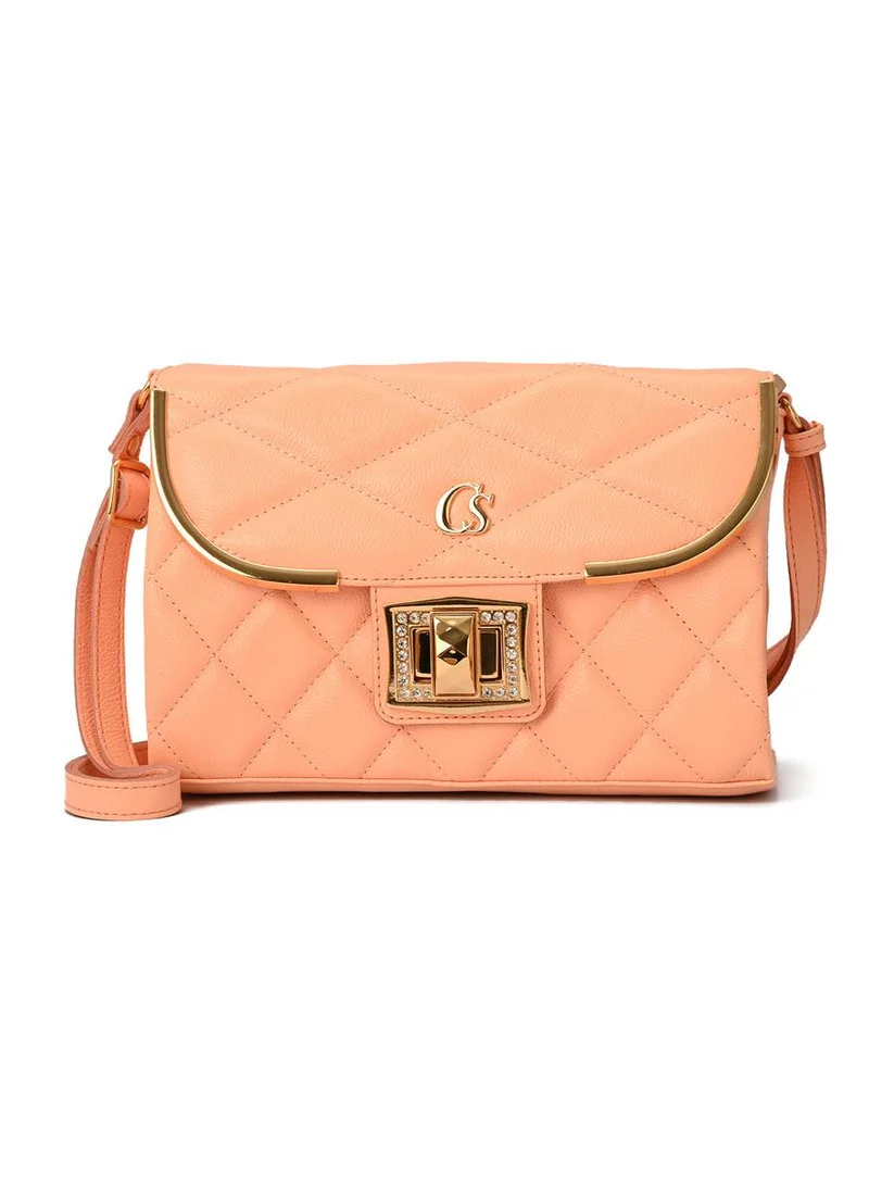 Carmen Steffens Quilted Bag Details Peach