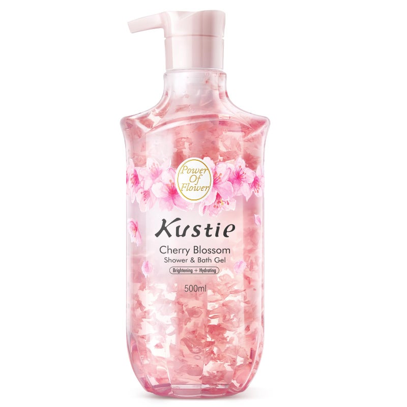Kustie Cherry Blossom Petal Body Wash with Niacinamide & Real Flower Extracts – Brightening & Hydrating Perfume Shower Gel with Antioxidants, Amino Acids & Long-Lasting 24H Floral Fragrance, 16.9 oz - Image 1
