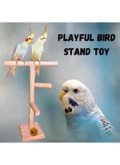 Sage Square Bird Stand 2 Stairs 13 Inches | Natural Wood Training Gym, Exercise Perch | Ideal For Parrot, Cockatiel, Love Bird | Playful & Durable Bird Toy, Multiple Branches For Enriching Bird'S  - Image 2