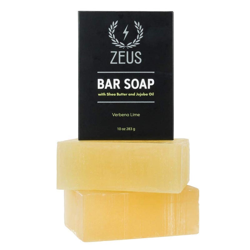 ZEUS Body  Face Bar Soap Natural Skin Hydrating  Balancing Soap for Face  Body Wash Made in USA 2 PACK Verbena Lime