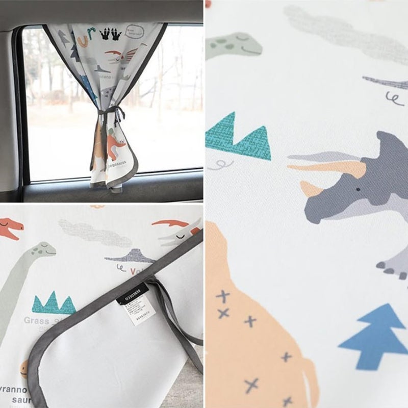 bebedeco Magnetic Car Sun Shade Curtain for Side Window – Sun Blocker and UV Protector for Baby, Kids, and Pets – Universal Fit with Built-in Magnets for Steel-Framed Door (Dinosaur) - Image 5