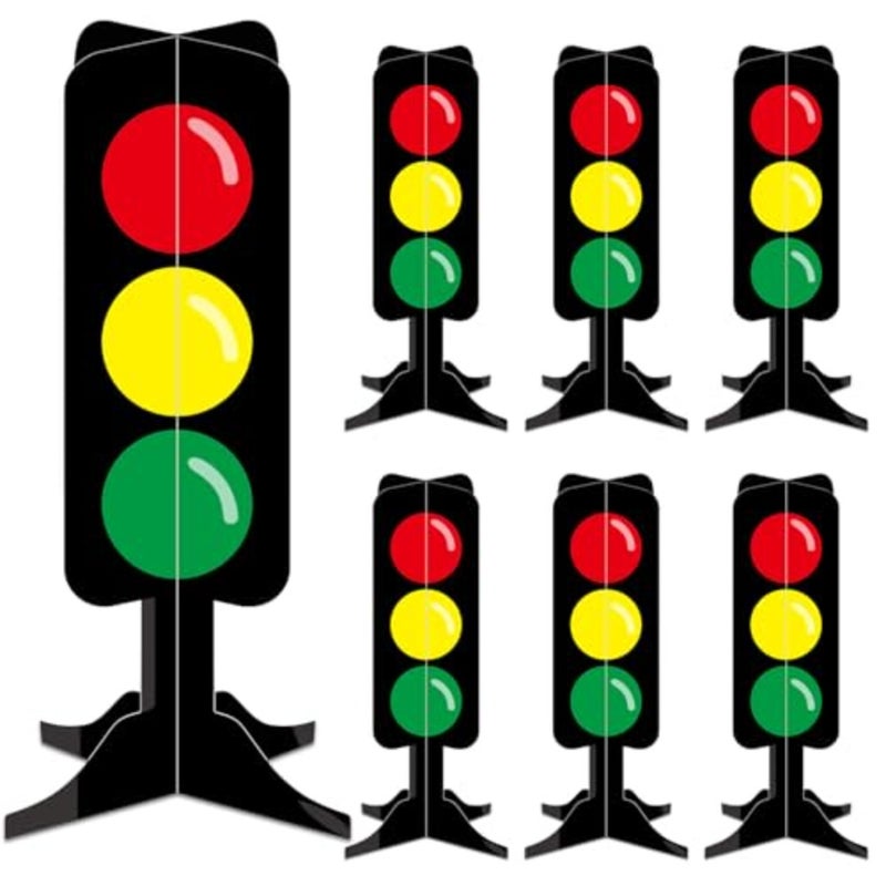6 Pcs Traffic Light Racing Car Party Centerpieces 3D Cardboard Traffic Light Fast One Birthday Decorations for Racing Theme Birthday Party Photo Props Supplies - Image 1