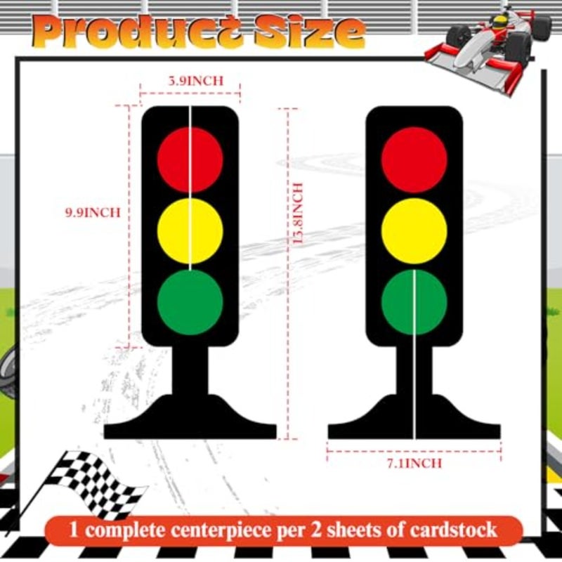 6 Pcs Traffic Light Racing Car Party Centerpieces 3D Cardboard Traffic Light Fast One Birthday Decorations for Racing Theme Birthday Party Photo Props Supplies - Image 2
