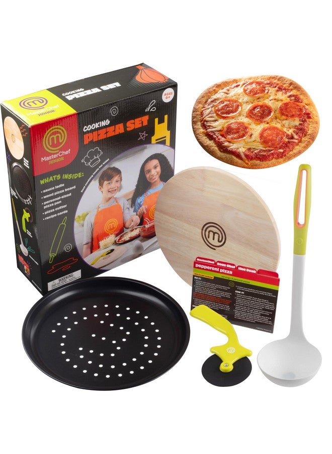 MasterChef Junior Pizza Cooking Set - 5 Pc Kit Includes Real Cookware for Kids w Recipes, Board, Roller - Make Homemade Pizza, Birthday Holiday Gifts - Image 1