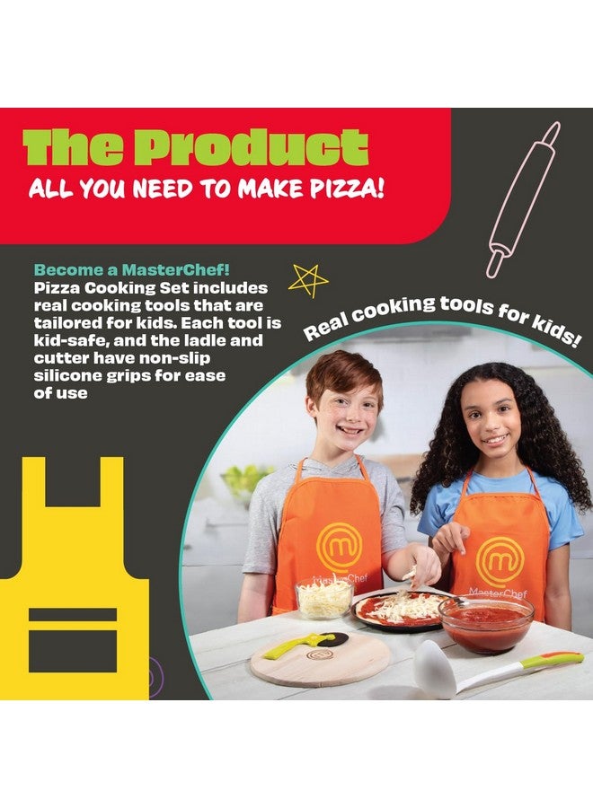 MasterChef Junior Pizza Cooking Set - 5 Pc Kit Includes Real Cookware for Kids w Recipes, Board, Roller - Make Homemade Pizza, Birthday Holiday Gifts - Image 2