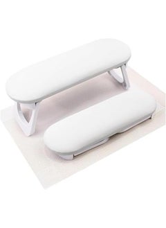 HOOKOR Durku Nail Arm Rest, Foldable PU Leather Nail Hand Rest For Manicure, with Soft Nail Mat for Table, Soft Hand Rest for Acrylic Nails/Nail Hand Pillow for Manicure Salon Use (White)  - Image 1