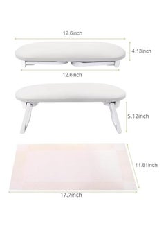 HOOKOR Durku Nail Arm Rest, Foldable PU Leather Nail Hand Rest For Manicure, with Soft Nail Mat for Table, Soft Hand Rest for Acrylic Nails/Nail Hand Pillow for Manicure Salon Use (White)  - Image 2
