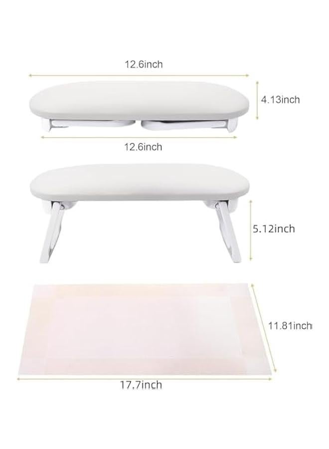 HOOKOR Durku Nail Arm Rest, Foldable PU Leather Nail Hand Rest For Manicure, with Soft Nail Mat for Table, Soft Hand Rest for Acrylic Nails/Nail Hand Pillow for Manicure Salon Use (White)  - Image 2