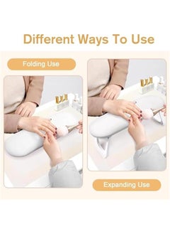 HOOKOR Durku Nail Arm Rest, Foldable PU Leather Nail Hand Rest For Manicure, with Soft Nail Mat for Table, Soft Hand Rest for Acrylic Nails/Nail Hand Pillow for Manicure Salon Use (White)  - Image 4