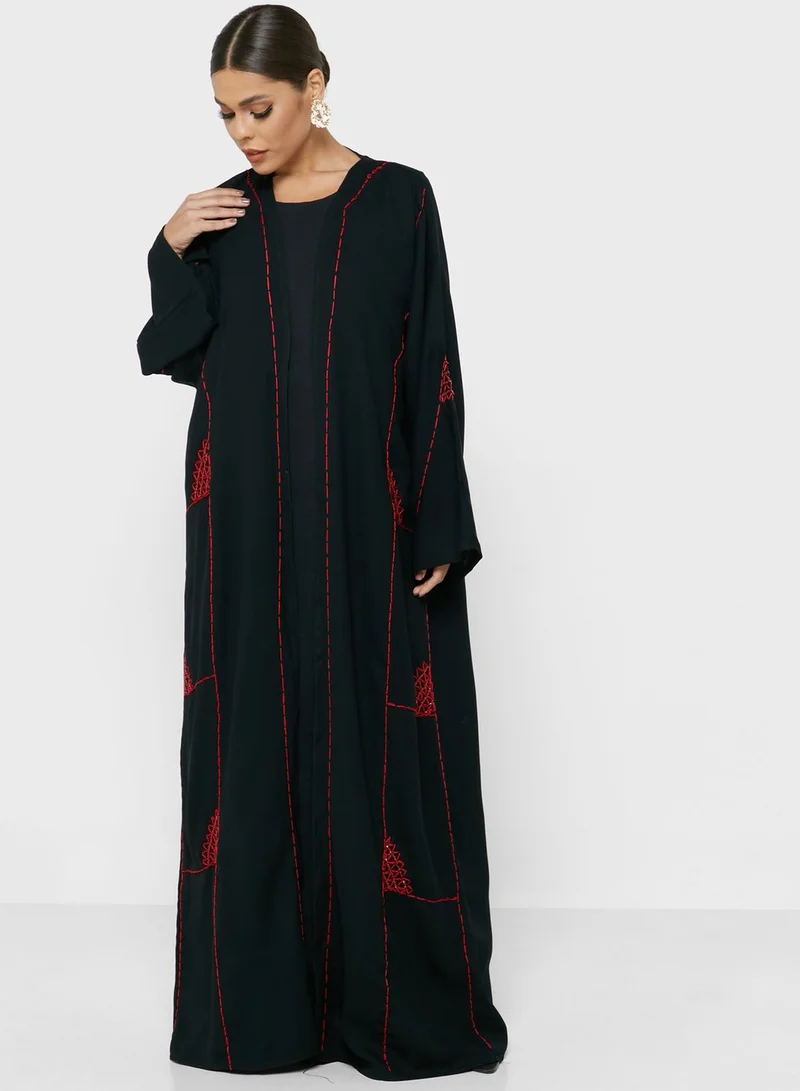 hayas closet Piping Detail Longline Abaya