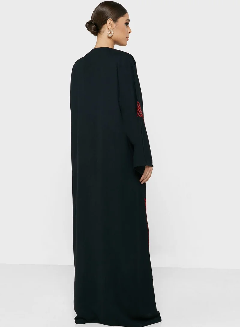 hayas closet Piping Detail Longline Abaya