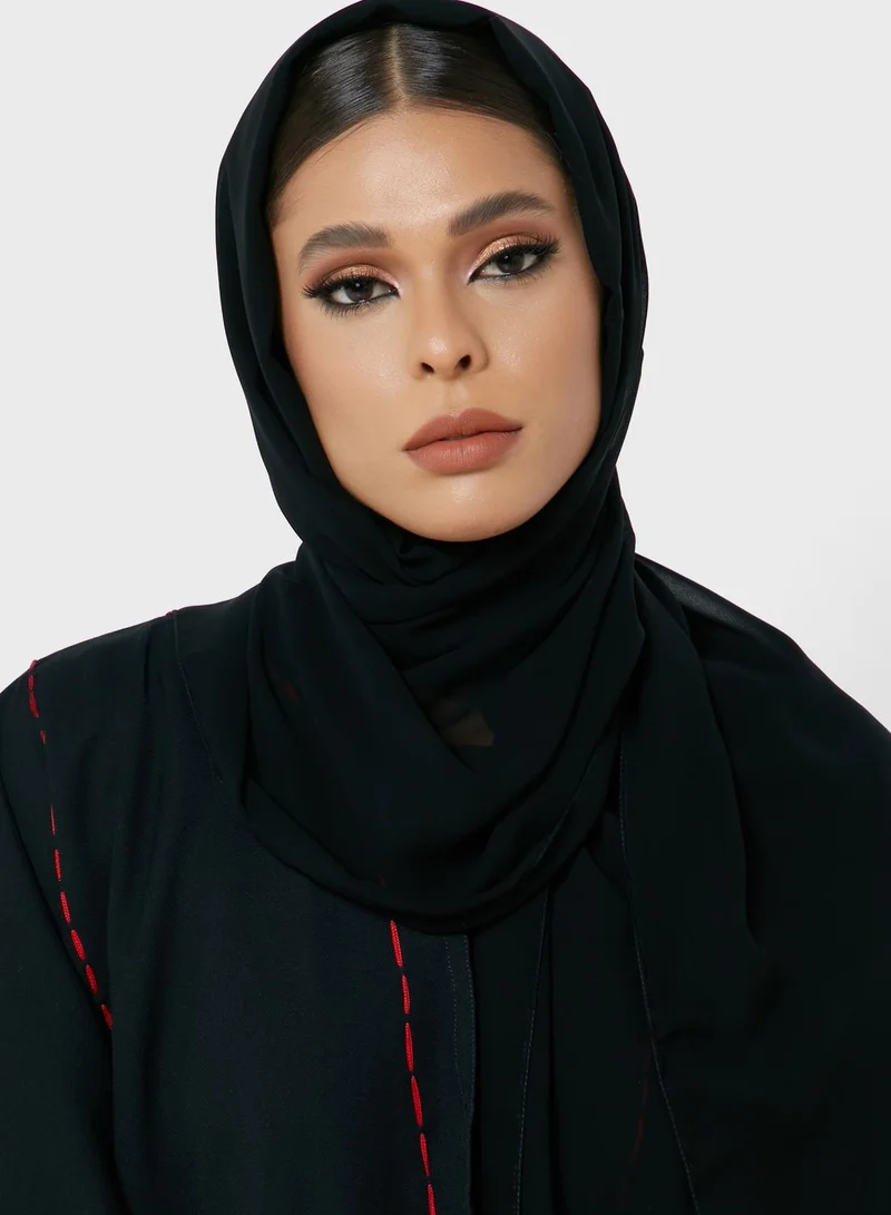 hayas closet Piping Detail Longline Abaya