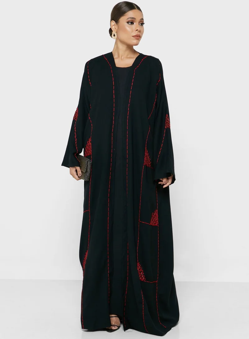 hayas closet Piping Detail Longline Abaya