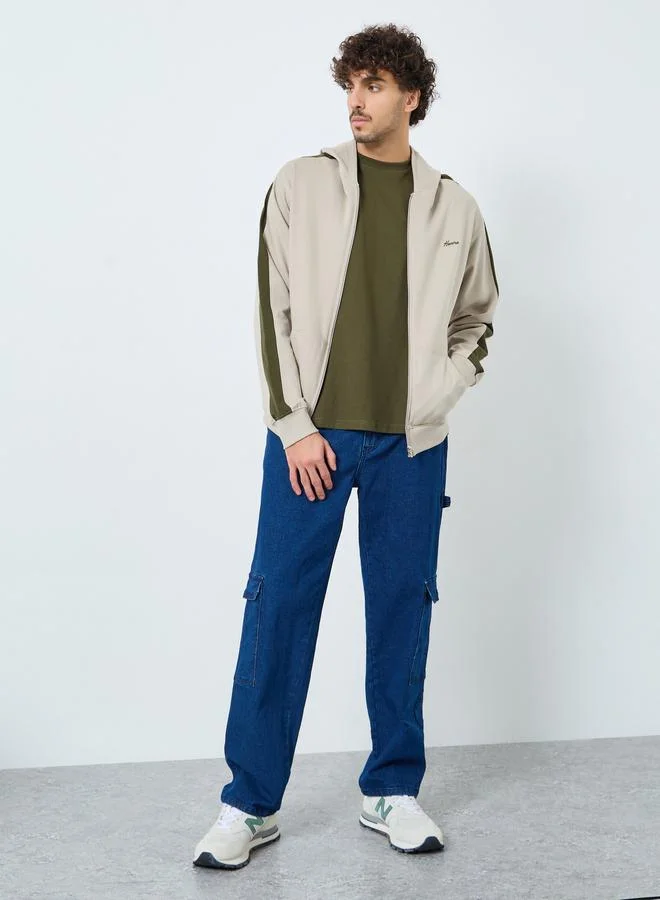 ستايلي هودي بقصة مريحة ونمط كتل الالوان