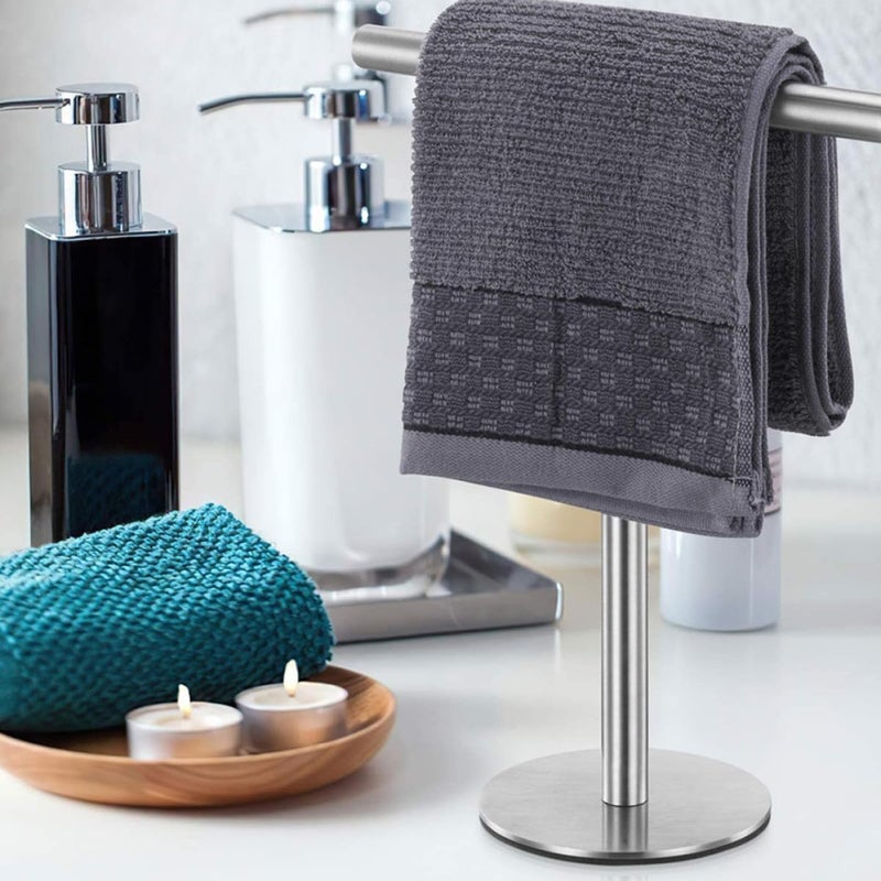 Stainless Steel Vertical Towel Rack Standing Bar with Heavy Base for Bathroom Kitchen - Image 5