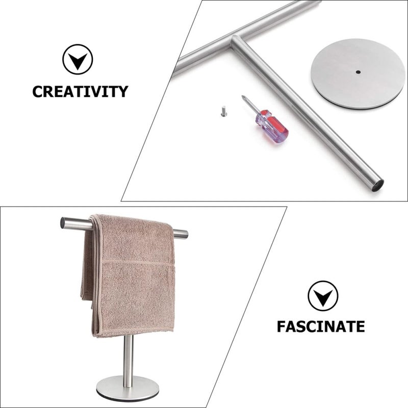Stainless Steel Vertical Towel Rack Standing Bar with Heavy Base for Bathroom Kitchen - Image 4
