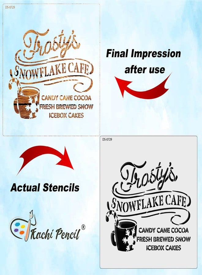 Kachi Pencil Snowflake Cafe Stencil for Craft Painting, Scrapbooking |, Size 6 x 6 inch Reusable Stencils for Painting on Wall, Fabric, Wood, and DIY Art Projects - Image 4