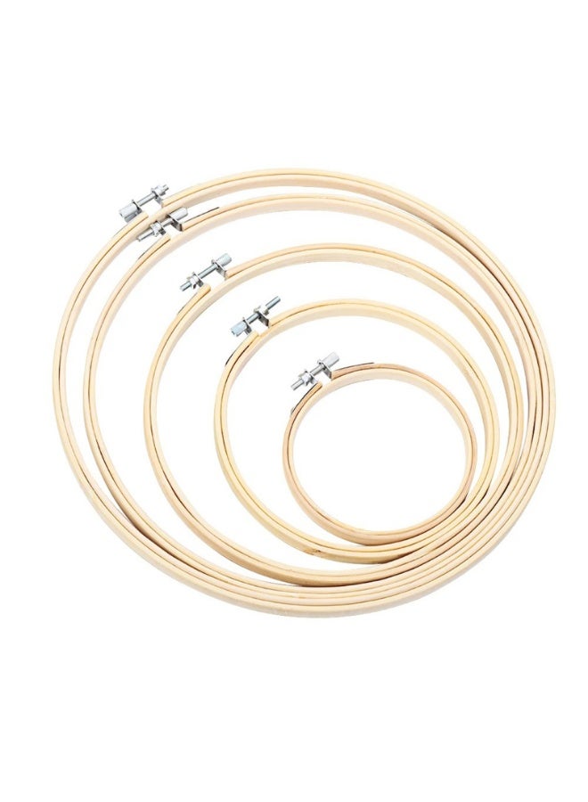 5-Piece Embroidery Hoop Ring Set DIY Needlecraft Bamboo Frame Ring Round Loop - Image 1