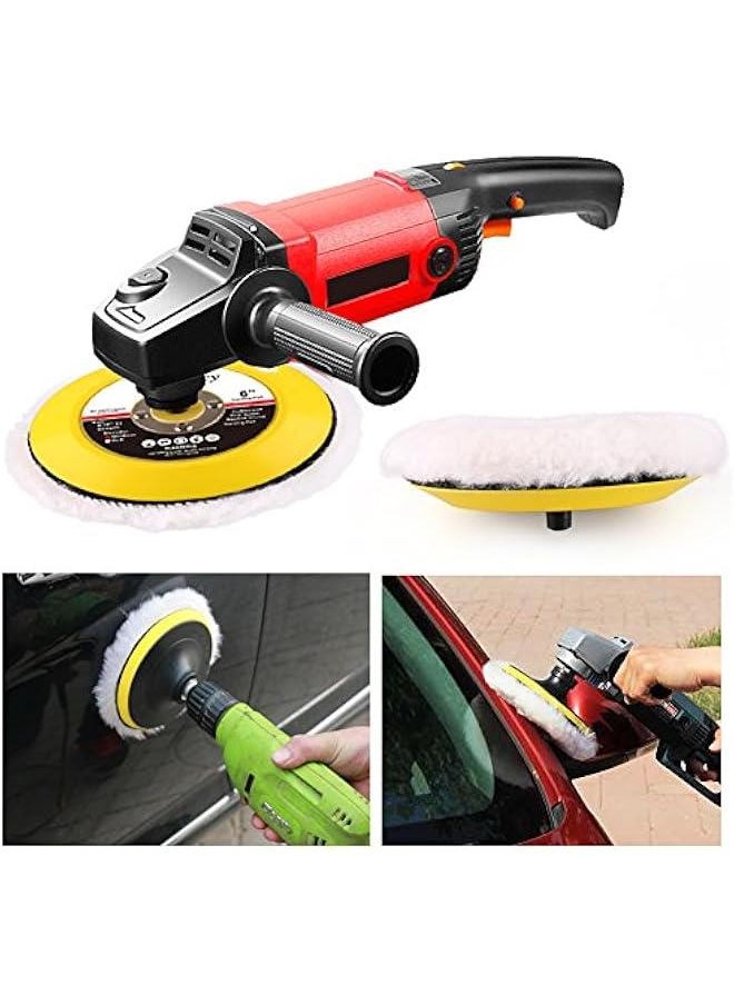 Generic - Wool Polishing Pads,  Car Auto Hook and Loop Buffing Pads, 6 Inches, for Rotary and Random Orbit Sander/Polisher, Pack of 2 - Image 1