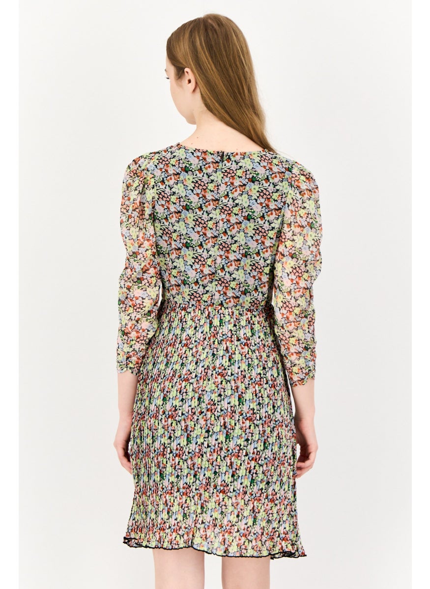 ONLY Women Floral Print Mini Dress, Multicolor  - Image 3