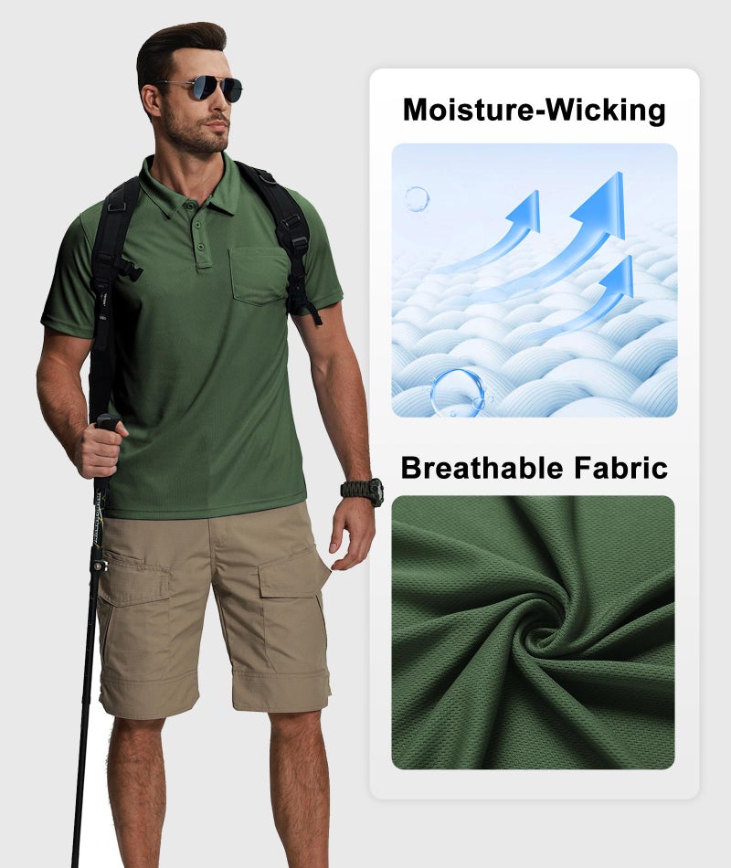ZITY 5 Pack Polo Shirts for Men with Pocket Dry Quickly Short Sleeve Athletic Outdoor Work Collared Shirts 2XL - Image 4
