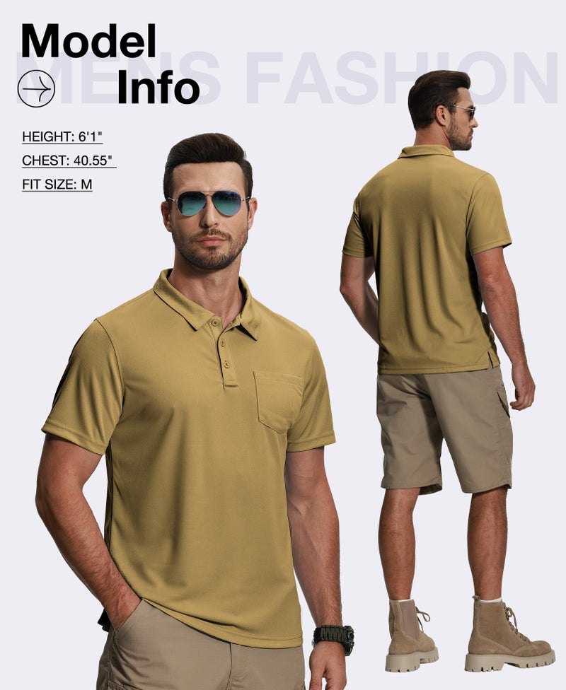 ZITY 5 Pack Polo Shirts for Men with Pocket Dry Quickly Short Sleeve Athletic Outdoor Work Collared Shirts 2XL - Image 3