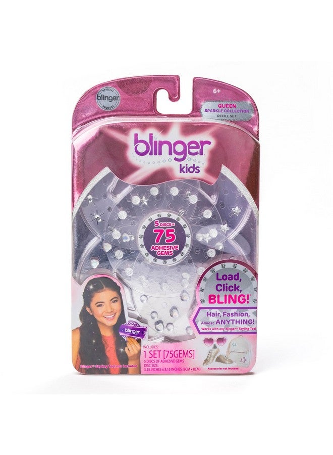 Blinger Blinger Sparkle Collection Refill Pack Queen 5 Discs 75 Rhinestones Bling In Brush Out Works With Blinger Hair Styling Tool (Multicolored) - Image 1