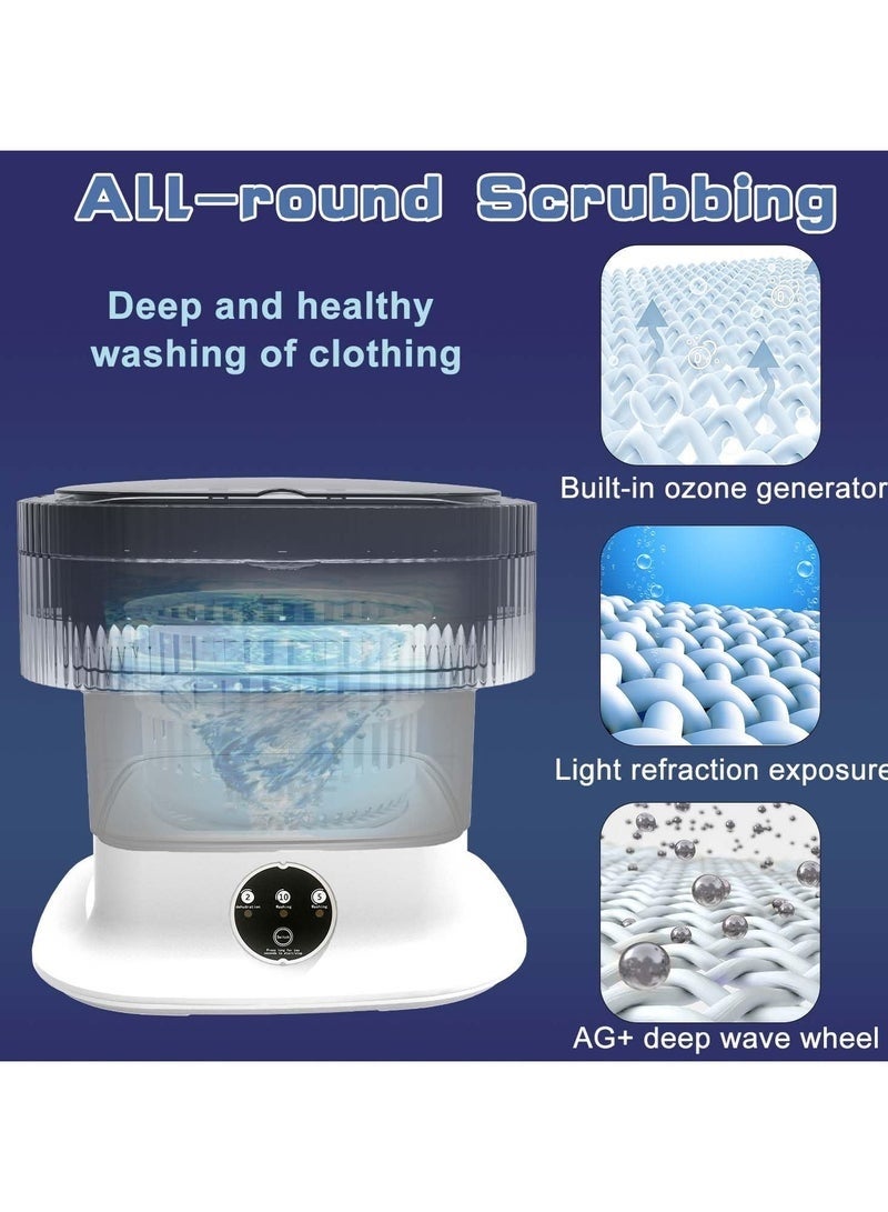 أسيف غسالة ملابس قابلة للطي، غسالة محمولة بسعة 10 لتر، غسالة ملابس صغيرة قابلة للطي مع دوران، غسالة صغيرة قابلة للطي ومجفف لملابس الأطفال والجوارب (رمادي) - Image 2