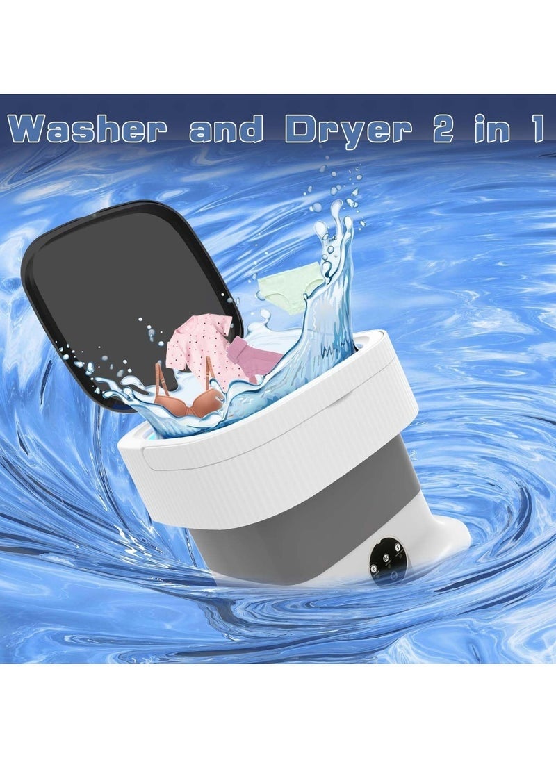 أسيف غسالة ملابس قابلة للطي، غسالة محمولة بسعة 10 لتر، غسالة ملابس صغيرة قابلة للطي مع دوران، غسالة صغيرة قابلة للطي ومجفف لملابس الأطفال والجوارب (رمادي) - Image 4