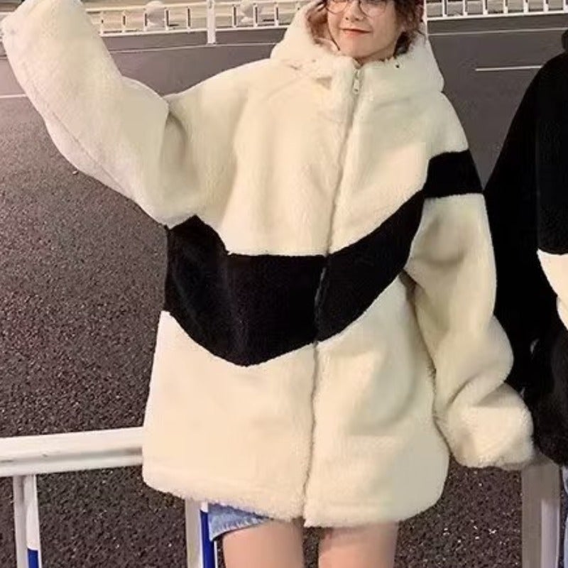 Autumn Winter Mens Sherpa Coat Korean Trendy Cotton Jacket White - Image 1