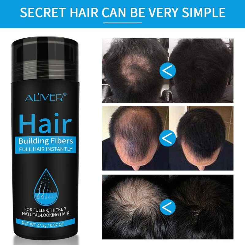 Aliver Hair Fibers for Thinning Hair with Spray Dark Brown - Undetectable Natural Formula - Thicker Fuller Hair in 15 Seconds - Conceals Hair Loss & Look Younger - Designed for Men & Women,0.97Oz - Image 3