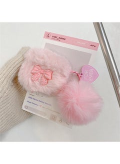 Autumn And Winter Plush Bow For Apple AirPods 4 Generation Bluetooth Headset Protective Case Pro2 Earphone Case For Apple 3 Generation-Color:Pink Plush Laser Bow Earphone Case + Color-plated Bow Bracelet-Applicable Models:For Apple Airpods Pro Second Generation