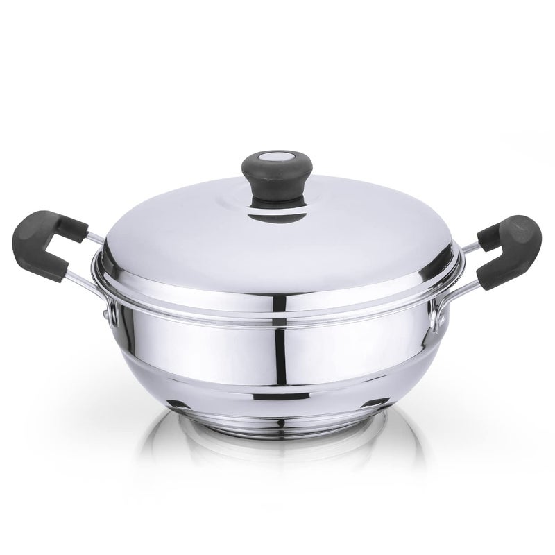 Ramson Stainless Steel Multi Kadhai with SS Lid 24 cm Carnival Kitchen Serving Cooking Range with Induction Base - Image 1