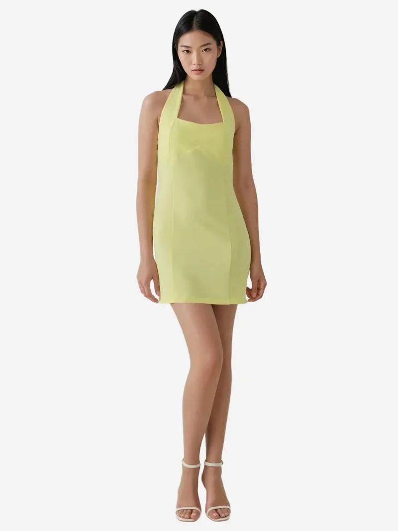 HICCUP Fitted Mini Dress with Square Collar