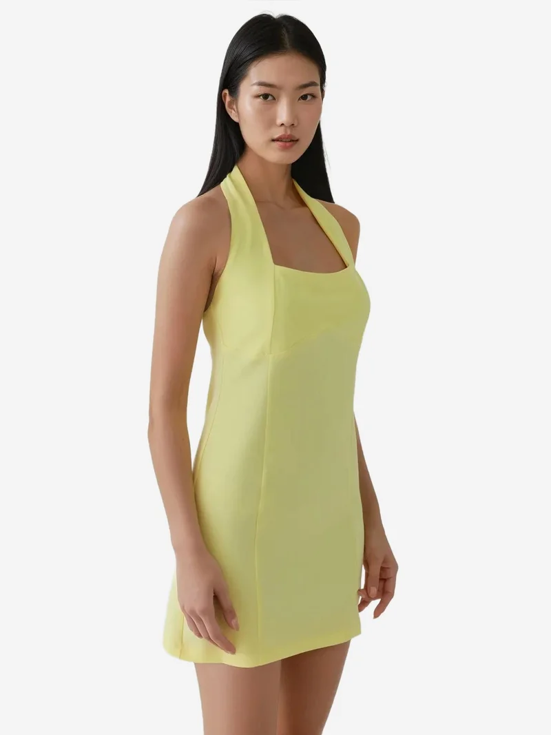 HICCUP Fitted Mini Dress with Square Collar