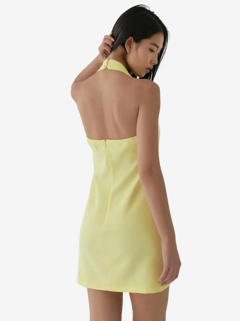 زوبعة فستان قصير ضيق بياقة مربعة