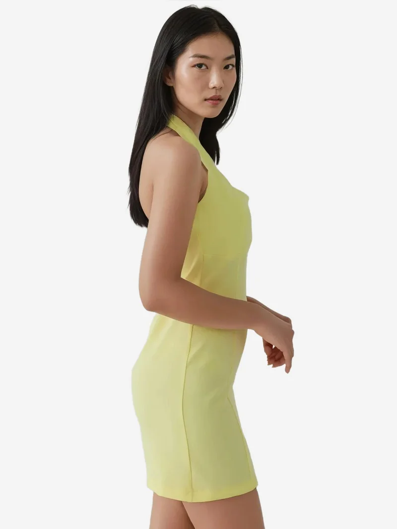 HICCUP Fitted Mini Dress with Square Collar