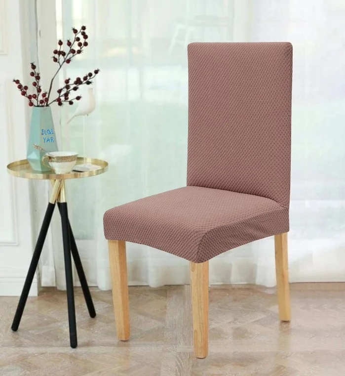 Elgeyar Honeycomb Lycra Fabric Chair Cover, Elastic Chair Cover 1 Piece Brown Color